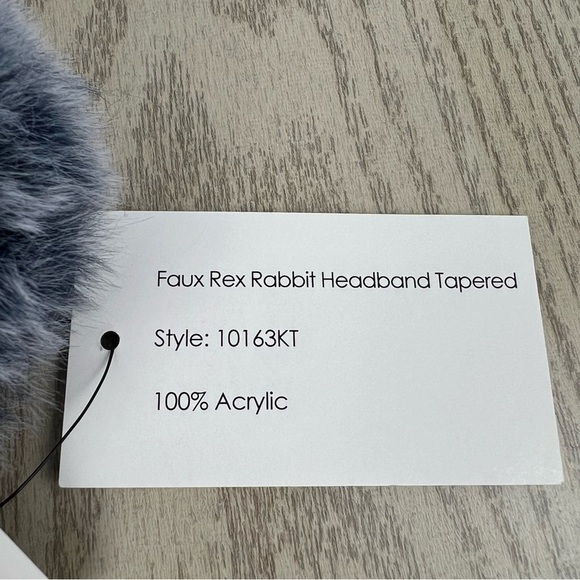Surell Rex Rabbit Faux Fur Knit Stretch Headband OS Navy Blue $65